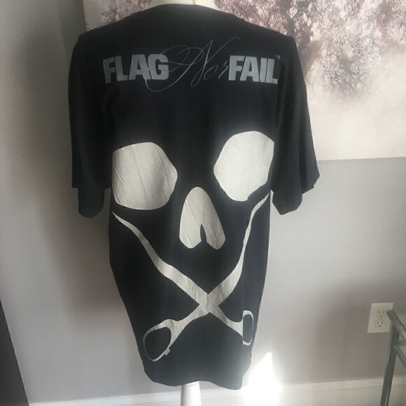Flag nor fail test print tee shirt graphic logo skull one of a kind limited rare - Picture 2 of 3